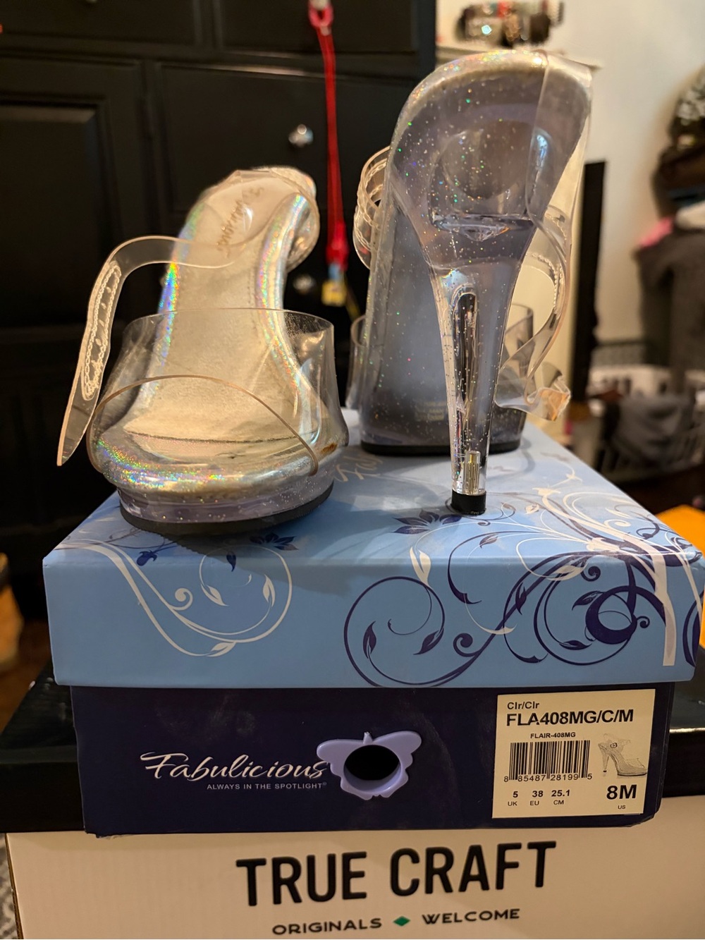 Fabulicious Iridescent Clear Stiletto Sandals - 8M